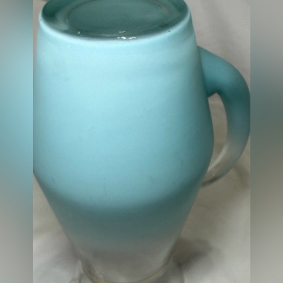Vintage Blendo Turquoise Blue Glass Pitcher Mid Century Modern 9.5"1.25 Qt - Picture 7 of 9
